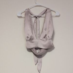 Garage Gold Smocked Halter Crop Top